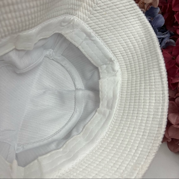 White Corduroy Cotton Bucket Hat - Picture 10 of 12